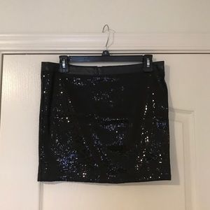 Black Sequin Mini Skirt